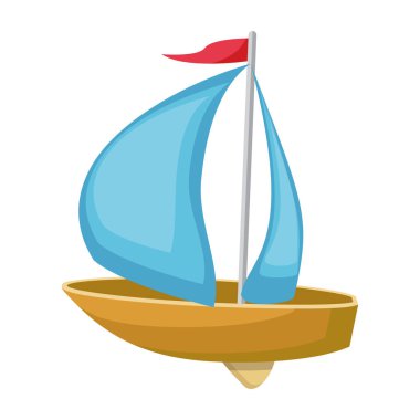 3B gölgelendirme stil ikonu çocuk balıkçı teknesi. Vektör çizim