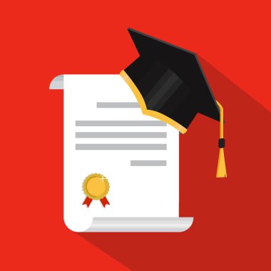 Akademik mezuniyet kep üzerinde arka izole. Vektör