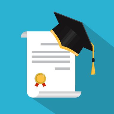 Akademik mezuniyet kep üzerinde arka izole. Vektör