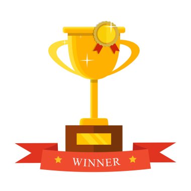 Şampiyon kupa düz simgesi. Altın kazanan Kupası. Şampiyonası