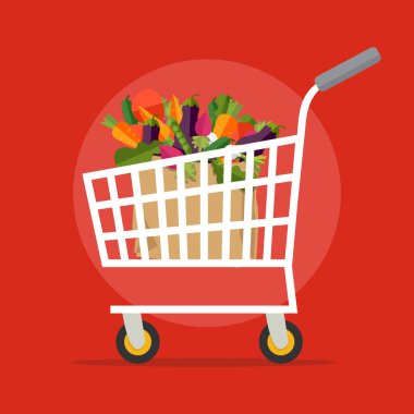Alışveriş, nakliye ve arka plan üzerinde izole vegan kavramı. 