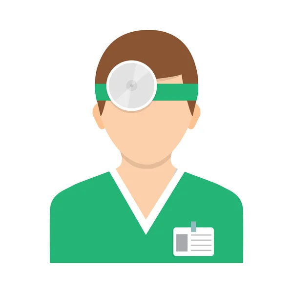 Ophtalmologiste avec miroir de tête. Icône isolée sur fond . — Image vectorielle