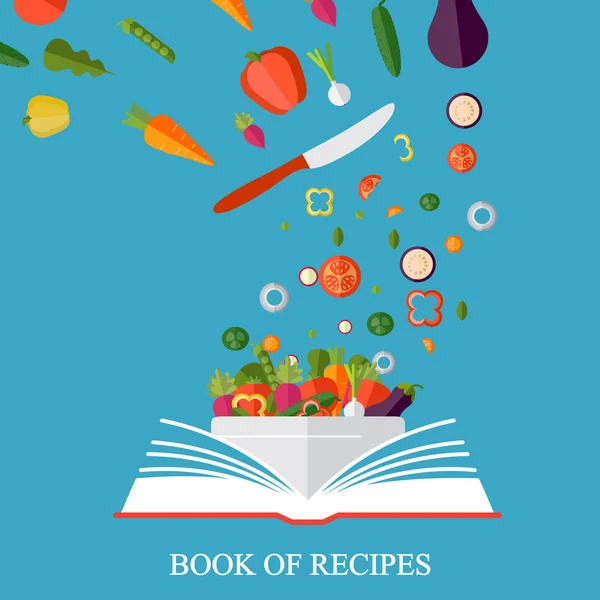 Libro de recetas, libro de cocina, mejores recetas. Vegetariano — Vector de stock