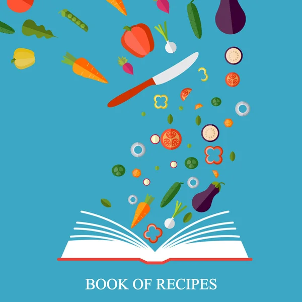 Книга рецептов, поваренная книга, лучшие рецепты. Вегетарианец — стоковый вектор
