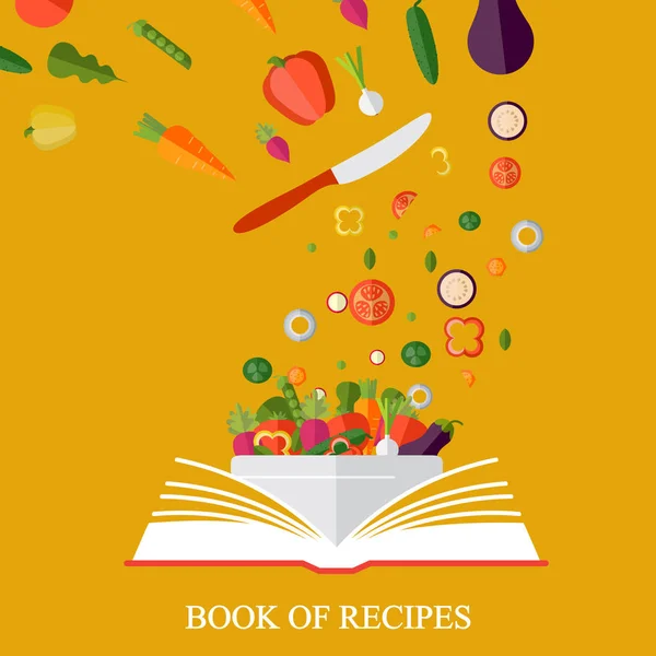 Book of recipes, cookbook, best recipes. Vegetarian — Stock Vector