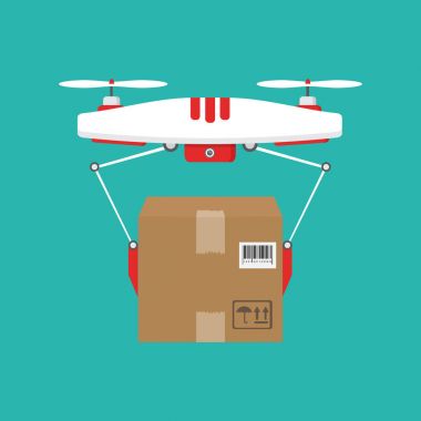 Dron parsel sunar. Hızlı, ücretsiz teslimat kavramı