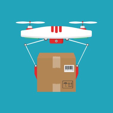 Dron parsel sunar. Hızlı, ücretsiz teslimat kavramı