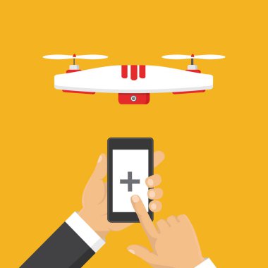 Dron parsel sunar. Hızlı, ücretsiz teslimat kavramı