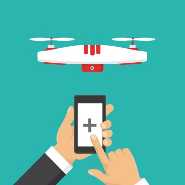 Dron parsel sunar. Hızlı, ücretsiz teslimat kavramı