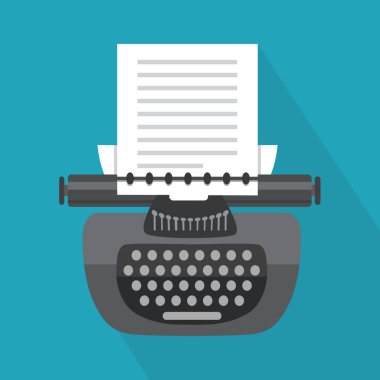 Vektör. Yalıtılmış bağbozumu daktilo. Retro ekipman. Düz stil