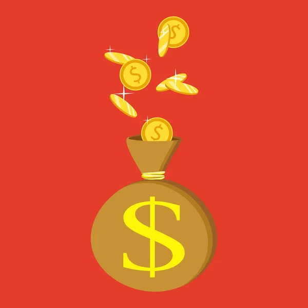 Flat icon, vector illustration. Money saving and money bag concept — Stock Vector