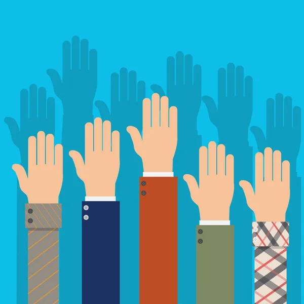 Levé les mains internationales. Mains votantes. Concept électoral . — Image vectorielle