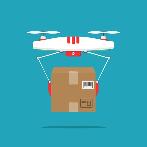 Dron entrega el paquete. El concepto de entrega rápida y gratuita — Archivo Imágenes Vectoriales