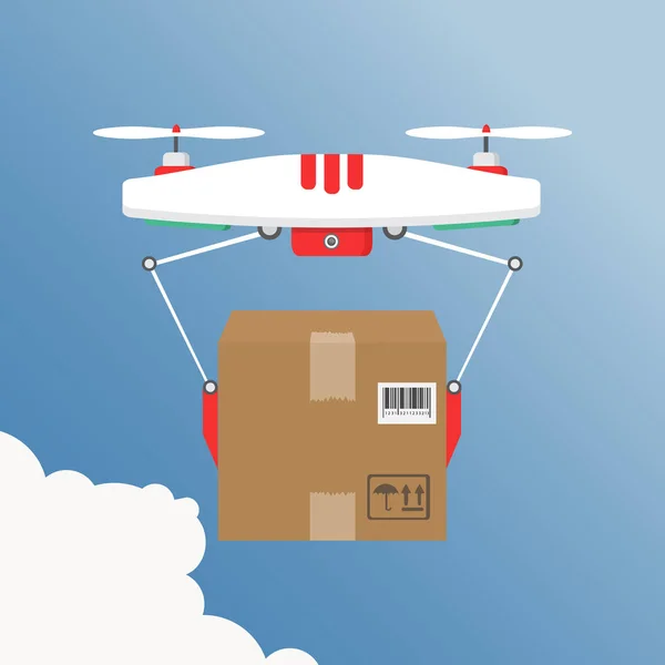 Dron consegna il pacco. Il concetto di consegna veloce e gratuita — Vettoriale Stock