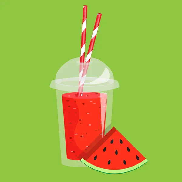 Cartoon smoothie in een transparante plastic glazen. Vector — Stockvector