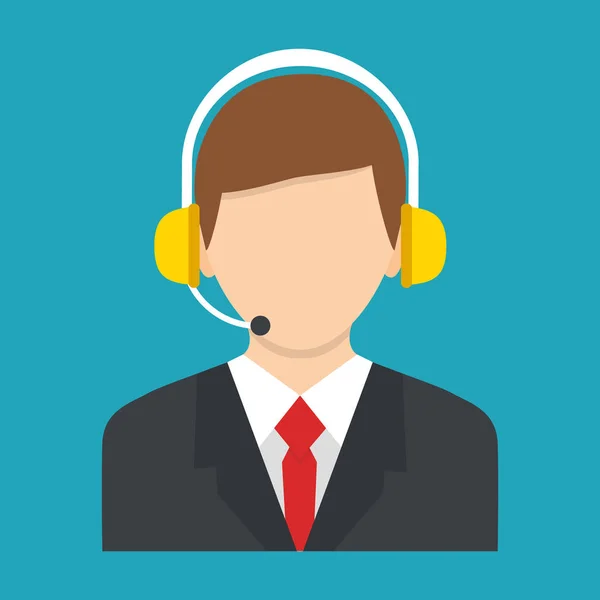 Callcenter operator pictogram met headset. Mannelijk Call Center avatar. — Stockvector