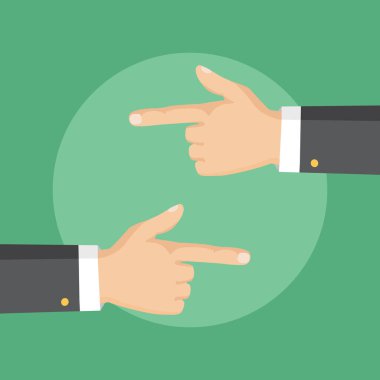 Düz stil. Vektör çizim. El sol işaret parmağı 