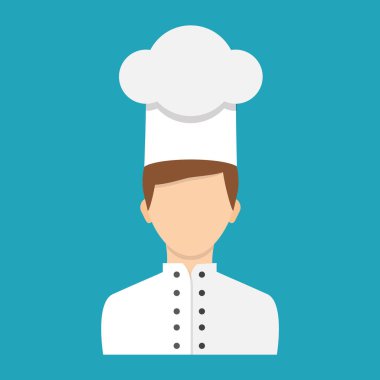 Düz tasarım stili. Vektör çizim. Şef karakter