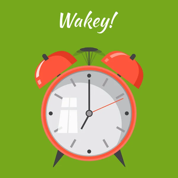漫画の目覚まし時計が鳴っています。目を覚ます朝の概念. — ストックベクタ