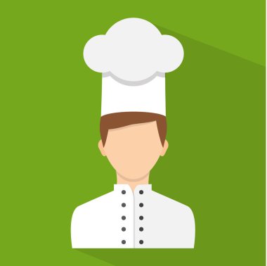 Düz tasarım stili. Vektör çizim. Şef karakter