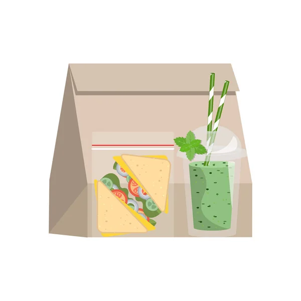 Lunchbox, az egészséges táplálkozás. A koncepció egy egészséges lifestyl — Stock Vector