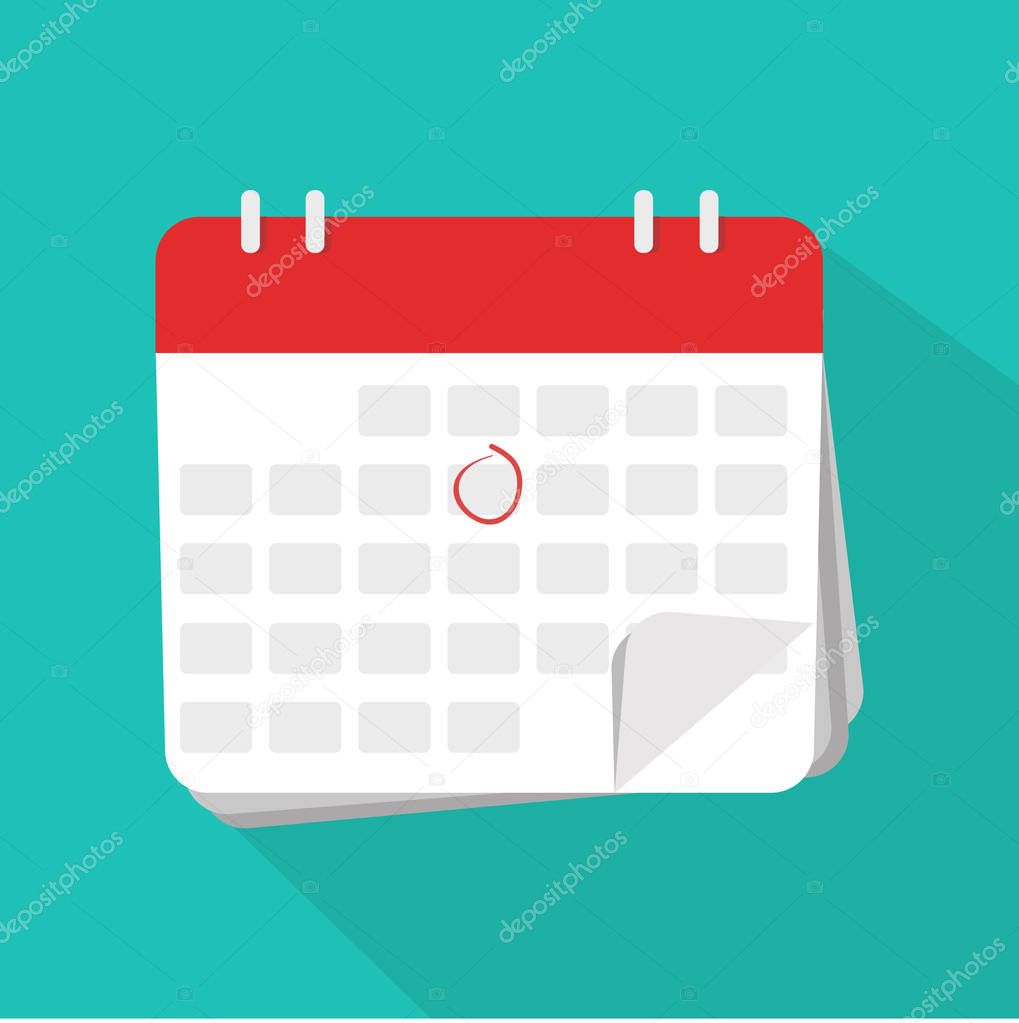 Vector. Calendar isolated flat icon.