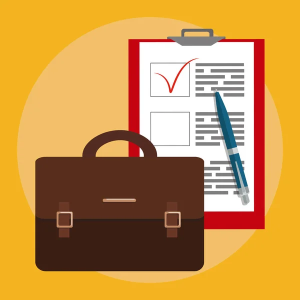 Bolsa de negocios y papeles. Icono de trabajo, equipo de trabajo. Vector — Vector de stock