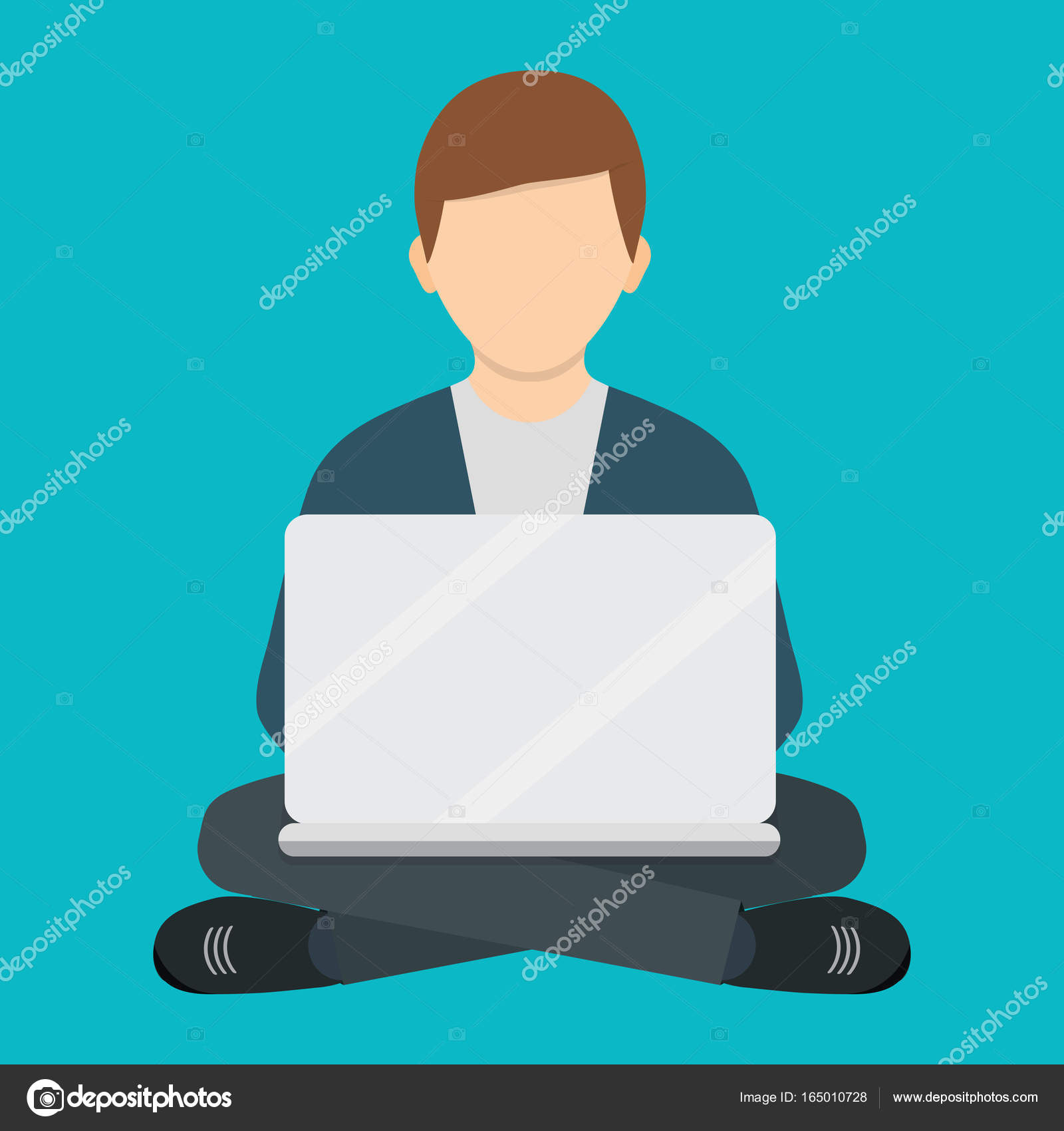 Freelance man working with laptop on armchair. Freelance job. Fl Stock  Vector Image by ©Juliasart #165010728
