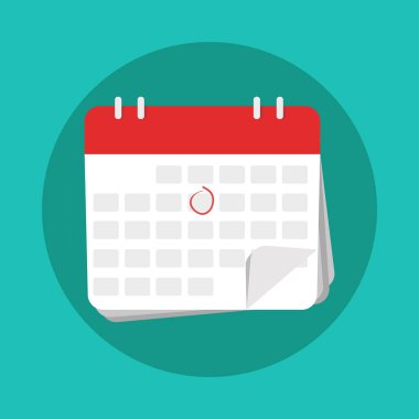 Vektör. Takvim izole düz simgesini.