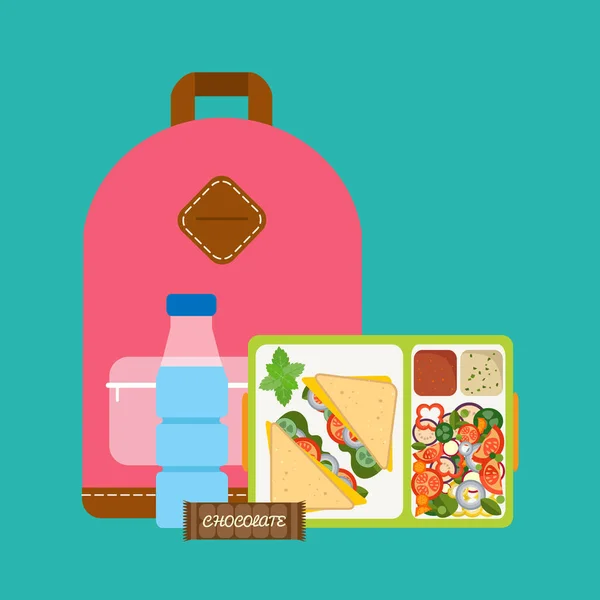 Lunchbox mit gesundem Essen. das Konzept eines gesunden Lebensstils, — Stockvektor