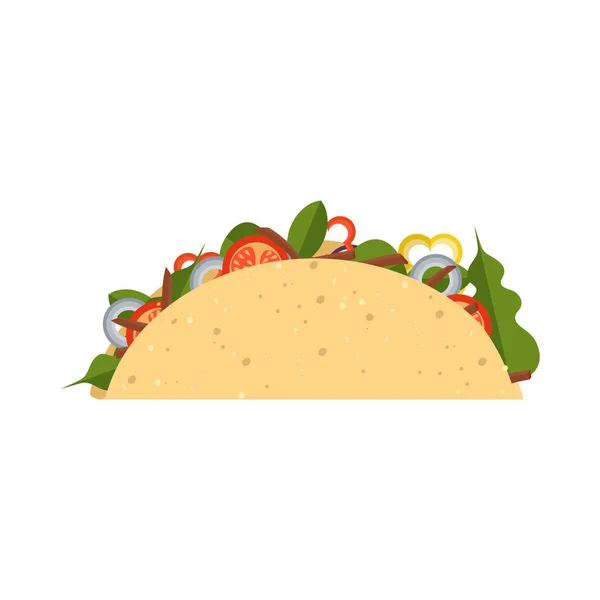 Gaya ilustrasi vektor datar. Makanan mexican taco terisolasi - Stok Vektor
