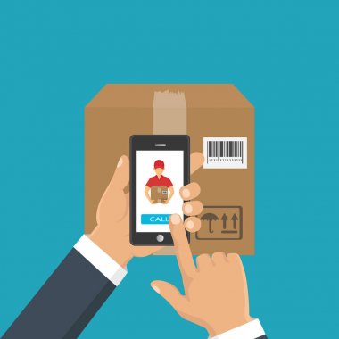 Teslimat hizmeti. Gökyüzünde parsel ile paraşüt. Nakliye