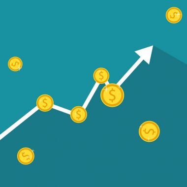 Vektör çizim. Finans büyüme. İş grafiği altın co ile