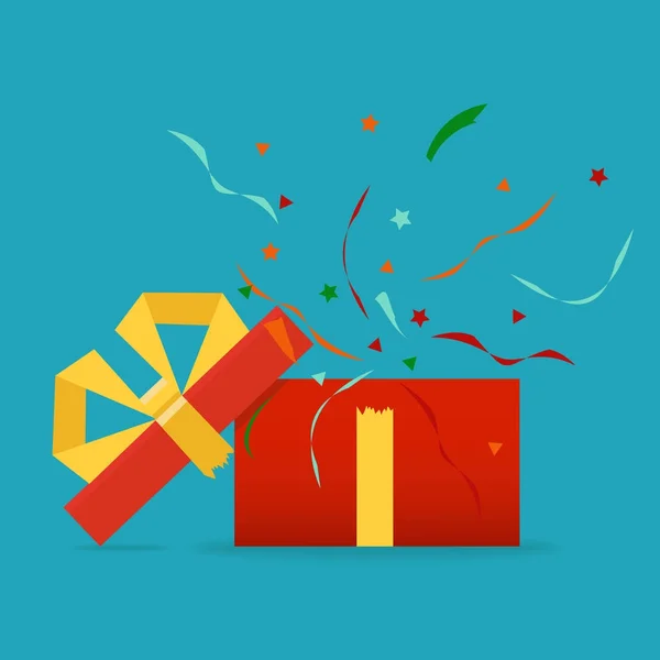 Opened gift box, surprise, birthday, holiday concept. Vector