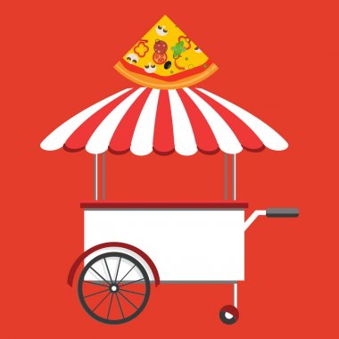 Fast food siluet pizza ile izlemek. Vektör. Pizza teslim tr