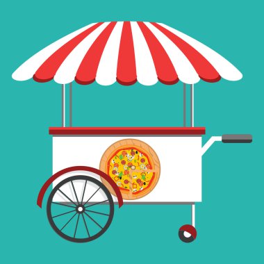 Fast food siluet pizza ile izlemek. Vektör. 