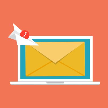 Pazarlama konsept tasarımı, vektör çizim, düz stil e-posta