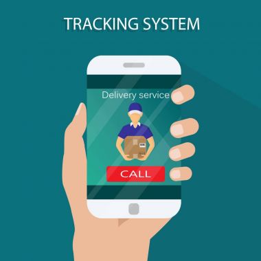 Paket izleme. Sipariş izleme App kavramı. El tutma mobil