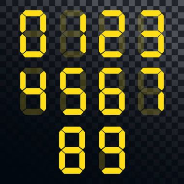 Dijital sayılar kümesi. Vektör çizim. Hesap makinesi dijital num