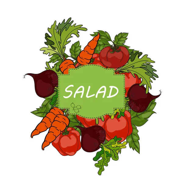 Färska grönsaker sallad vector Ikonuppsättning. Vektorillustration. — Stock vektor