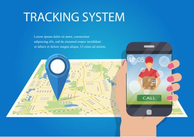 Paket izleme. Sipariş izleme App kavramı. El tutma mobil