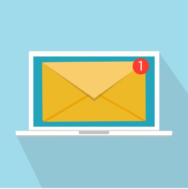 Pazarlama konsept tasarımı, vektör çizim, düz stil e-posta