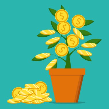 Para ağacını dökülen bir işadamı el. Kavramı