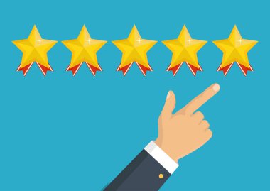 Altın yıldız rating. Geri bildirim, itibar ve kalite kavramı. H