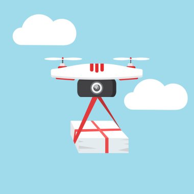 Dron parsel sunar. Hızlı, ücretsiz teslimat kavramı