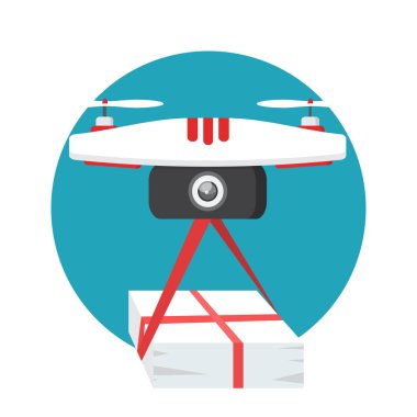 Dron parsel sunar. Hızlı, ücretsiz teslimat kavramı