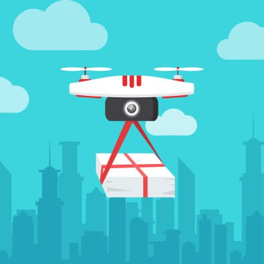 Dron parsel sunar. Hızlı, kavramı ücretsiz teslimat, gi