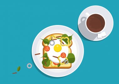 Vektör. Günaydın kavramı masaya Servis Kahvaltı. 