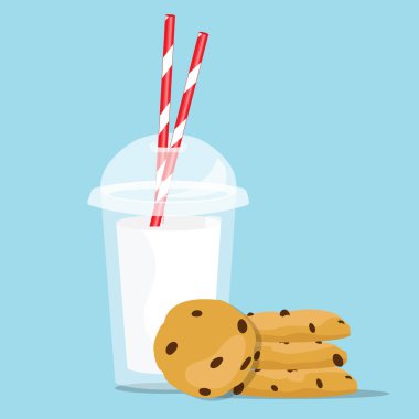 Kahvaltı kavramı. Bardak süt ve aşçı vektör çizim