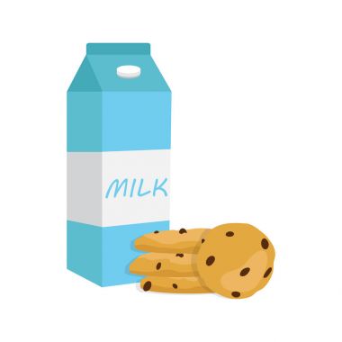 Kahvaltı kavramı. Bardak süt ve aşçı vektör çizim